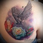 фото тату голубь №944 - крутой вариант рисунка, который легко можно использовать для переделки и нанесения как тату на шее голуби
