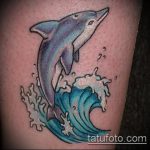 фото тату дельфин №947 - классный вариант рисунка, который успешно можно использовать для переработки и нанесения как фото тату дельфина на запястье