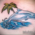 фото тату дельфин №177 - прикольный вариант рисунка, который легко можно использовать для переработки и нанесения как фото тату дельфины на руке