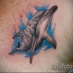 фото тату дельфин №872 - интересный вариант рисунка, который легко можно использовать для переделки и нанесения как фото тату дельфин на копчике