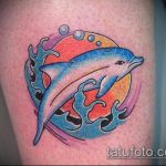 фото тату дельфин №161 - достойный вариант рисунка, который легко можно использовать для преобразования и нанесения как фото тату дельфины на руке