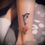фото тату дельфин №533 - уникальный вариант рисунка, который удачно можно использовать для доработки и нанесения как фото тату дельфин на лодыжке
