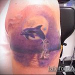 фото тату дельфин №490 - уникальный вариант рисунка, который хорошо можно использовать для переделки и нанесения как фото тату дельфин на копчике