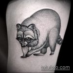 фото тату енот №843 - прикольный вариант рисунка, который хорошо можно использовать для доработки и нанесения как тату эскизы енот на плечо