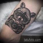 фото тату енот №69 - крутой вариант рисунка, который успешно можно использовать для преобразования и нанесения как тату эскизы енот на плечо