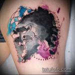 фото тату енот №374 - эксклюзивный вариант рисунка, который удачно можно использовать для доработки и нанесения как фото тату енота на икре