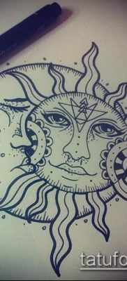 фото тату солнце и луна (значение) — пример интересного рисунка тату — 039 tatufoto.com