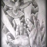 эскиз тату голубь №771 - эксклюзивный вариант рисунка, который хорошо можно использовать для доработки и нанесения как тату голубь на запястье