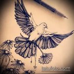 эскиз тату голубь №462 - достойный вариант рисунка, который легко можно использовать для переработки и нанесения как тату белый голубь