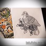 эскиз тату голубь №118 - эксклюзивный вариант рисунка, который хорошо можно использовать для переделки и нанесения как тату голубь на руке