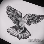 эскиз тату голубь №3 - интересный вариант рисунка, который удачно можно использовать для переделки и нанесения как тату пара голубей