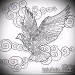 эскиз тату голубь №261 - уникальный вариант рисунка, который хорошо можно использовать для преобразования и нанесения как голубь мира тату