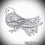 эскиз тату голубь №942 - крутой вариант рисунка, который хорошо можно использовать для переделки и нанесения как голубь мира тату