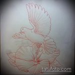 эскиз тату голубь №276 - классный вариант рисунка, который удачно можно использовать для преобразования и нанесения как тату голубь с крестом