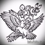 эскиз тату голубь №772 - прикольный вариант рисунка, который успешно можно использовать для переделки и нанесения как тату в виде голубя