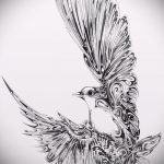 эскиз тату голубь №364 - крутой вариант рисунка, который хорошо можно использовать для переработки и нанесения как тату голубь на руке