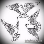 эскиз тату голубь №164 - уникальный вариант рисунка, который хорошо можно использовать для доработки и нанесения как голубь мира тату
