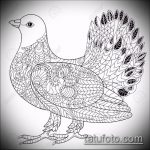 эскиз тату голубь №677 - эксклюзивный вариант рисунка, который удачно можно использовать для переделки и нанесения как тату белый голубь