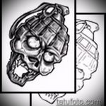 эскиз тату граната №268 - крутой вариант рисунка, который успешно можно использовать для доработки и нанесения как тату гранат фрукт