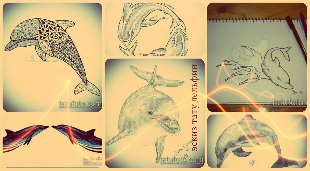 Эскизы тату дельфин - классные рисунки для уникальной татуировки
