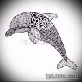 эскиз тату дельфин №655 - прикольный вариант рисунка, который легко можно использовать для переделки и нанесения как татуировка дельфин рука