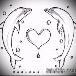 эскиз тату дельфин №412 - прикольный вариант рисунка, который удачно можно использовать для преобразования и нанесения как татуировка дельфин на ноге