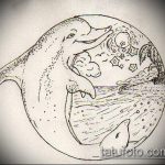 эскиз тату дельфин №641 - классный вариант рисунка, который удачно можно использовать для доработки и нанесения как татуировка дельфин на шее
