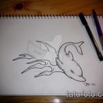 эскиз тату дельфин №606 - эксклюзивный вариант рисунка, который успешно можно использовать для доработки и нанесения как татуировка дельфин на ноге