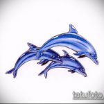 эскиз тату дельфин №955 - эксклюзивный вариант рисунка, который хорошо можно использовать для преобразования и нанесения как дельфин татуировка на ноге