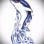 эскиз тату дельфин №925 - интересный вариант рисунка, который удачно можно использовать для переработки и нанесения как татуировка дельфин рука