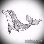эскиз тату дельфин №763 - интересный вариант рисунка, который легко можно использовать для переделки и нанесения как татуировка дельфин на запястье