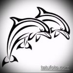 эскиз тату дельфин №134 - крутой вариант рисунка, который успешно можно использовать для преобразования и нанесения как татуировка дельфин на шее