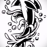 эскиз тату дельфин №485 - крутой вариант рисунка, который удачно можно использовать для преобразования и нанесения как татуировка дельфин и солнце