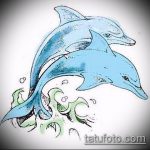 эскиз тату дельфин №844 - прикольный вариант рисунка, который легко можно использовать для преобразования и нанесения как татуировка дельфин на ноге