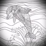 эскиз тату дельфин №838 - крутой вариант рисунка, который успешно можно использовать для преобразования и нанесения как татуировка дельфин значение на ноге