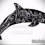 эскиз тату дельфин №255 - эксклюзивный вариант рисунка, который легко можно использовать для преобразования и нанесения как татуировка дельфин на шее