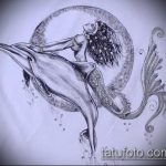эскиз тату дельфин №824 - уникальный вариант рисунка, который успешно можно использовать для доработки и нанесения как татуировка дельфин кельтский