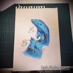 эскиз тату дельфин №117 - достойный вариант рисунка, который удачно можно использовать для доработки и нанесения как татуировка дельфин и солнце