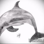 эскиз тату дельфин №783 - интересный вариант рисунка, который хорошо можно использовать для переработки и нанесения как татуировка дельфин рука