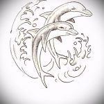 эскиз тату дельфин №64 - крутой вариант рисунка, который удачно можно использовать для переделки и нанесения как дельфин татуировка на ноге