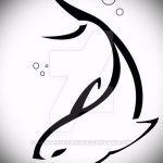 эскиз тату дельфин №638 - крутой вариант рисунка, который успешно можно использовать для доработки и нанесения как дельфин татуировка на ноге