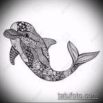 эскиз тату дельфин №273 - крутой вариант рисунка, который успешно можно использовать для переработки и нанесения как татуировка дельфин и солнце