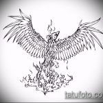 эскиз тату жар птица №933 - достойный вариант рисунка, который успешно можно использовать для переделки и нанесения как татуировка жар птица на спине