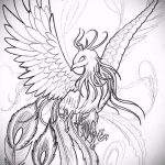 эскиз тату жар птица №406 - интересный вариант рисунка, который легко можно использовать для доработки и нанесения как татуировка жар птица на животе