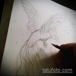 эскиз тату жар птица №145 - достойный вариант рисунка, который успешно можно использовать для преобразования и нанесения как татуировка жар птица на бедре