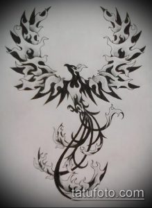 эскиз тату жар птица №174 - эксклюзивный вариант рисунка, который легко можно использовать для преобразования и нанесения как татуировка жар птица на спине