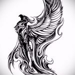 эскиз тату жар птица №66 - крутой вариант рисунка, который успешно можно использовать для доработки и нанесения как татуировка жар птица на боку
