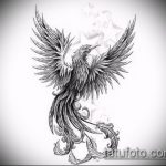 эскиз тату жар птица №654 - достойный вариант рисунка, который легко можно использовать для переделки и нанесения как татуировка жар птица на руке