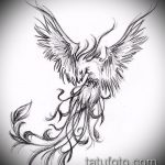 эскиз тату жар птица №107 - прикольный вариант рисунка, который легко можно использовать для доработки и нанесения как татуировка жар птица на бедре