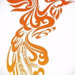 эскиз тату жар птица №845 - крутой вариант рисунка, который легко можно использовать для переделки и нанесения как татуировка жар птица на ноге